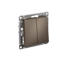 AtlasDesign Мокко Выключатель 2-клавишный с самовозвратом, сх.2, 10А, механизм  ATN000617  SE