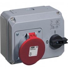 Розетка с выключателем и механической блокировкой 363MHS6, 63A, 3P+E, IP44, 6ч  2CMA167721R1000  ABB