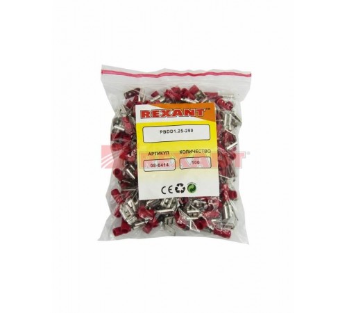 Клемма плоская изолированная гнездо 7.4 мм+штекер - 6.3 мм 0.5-1.5 мм (РПи-О 1.5-(6.3)/РПИо 1.5-7.5)  08-0414  REXANT