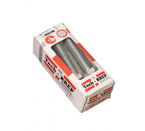 Болт DIN933 с шестигранной головкой оцинк. М16х90 (10 шт) - коробка с ок. Tech-K ( 1,639 кг)  126538  Tech-KREP