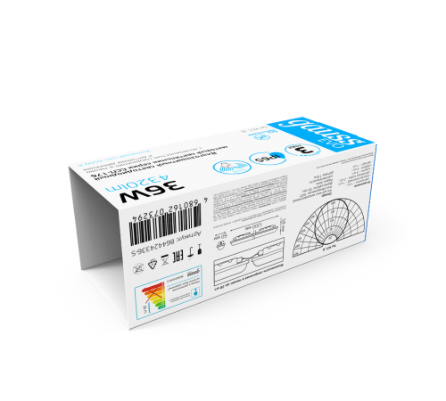 Светильник  LED ССП-176 EVO IP65 1200*60*58 36W 4320lm 4000K 175-265V мат сенс и соед в лин 1/12  864424236-S  Gauss