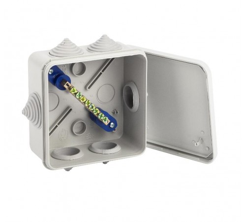 Коробка уравнивания потенциалов KUPR 100х100х50мм, шина 6х9, 8 групп IP55 (48/1440)  Б0051417  ЭРА