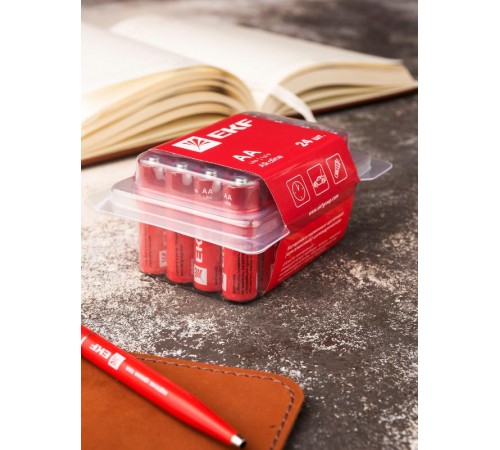 Батарейка алкалиновая типа АА(LR6) пластиковый бокс 24шт.  LR6-BOX24  EKF