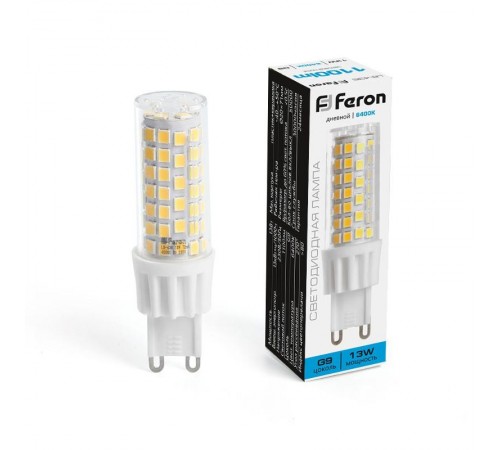 Лампа светодиодная, (13W) 230V G9 6400K JCD, LB-436  38154  FERON