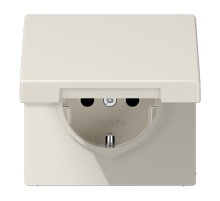 Штепсельная розетка SCHUKO 16А / 250В с защитными шторками, с подпружиненной откидной крышкой, пружинные зажимы; дюропласт; слоновая кость; LS990  LS