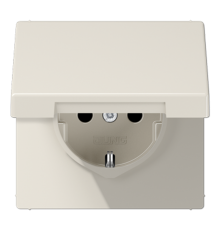 Штепсельная розетка SCHUKO 16А / 250В с защитными шторками, с подпружиненной откидной крышкой, пружинные зажимы; дюропласт; слоновая кость; LS990  LS