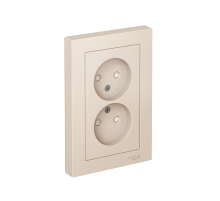 AtlasDesign Бежевый Розетка без заземления двойная, со шторками,16А, (в сборе с рамкой)  ATN000222  SE