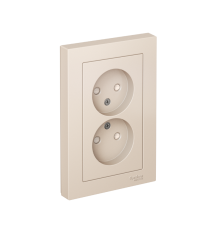 AtlasDesign Бежевый Розетка без заземления двойная, со шторками,16А, (в сборе с рамкой)  ATN000222  SE