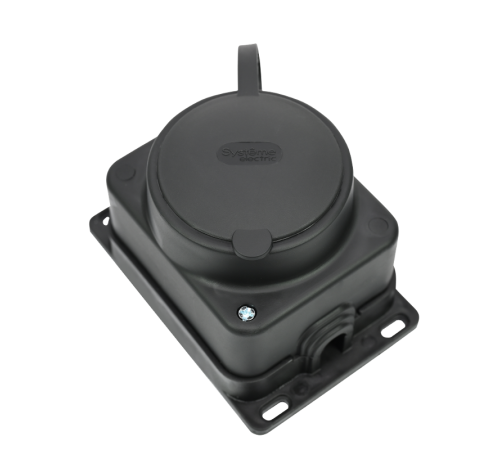 Колодка 1 гнездо 2К+З открытой установки каучуковая 16А/250В IP44 Чёрная MultiSet  MST4003BK  SE