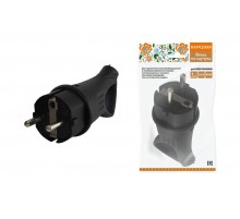 Вилка с ушком каучук 2Р+РЕ 16А 250В IP44 серии "Народная"  SQ0612-0032  TDM