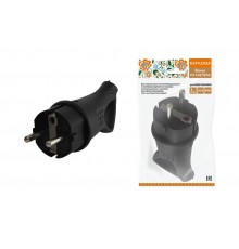 Вилка с ушком каучук 2Р+РЕ 16А 250В IP44 серии "Народная"  SQ0612-0032  TDM