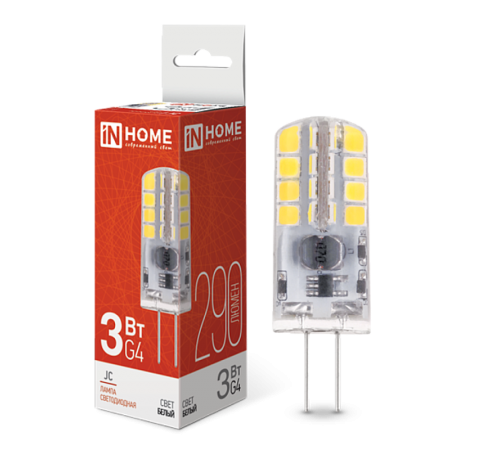 Лампа сд LED-JC 3Вт 12В G4 4000К 290Лм  4690612036021  IN HOME