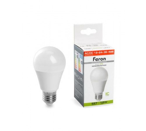 Лампа светодиодная низковольтная, (12W) 12-48V E27 4000K A60, LB-193  48729  FERON