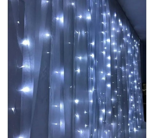 Гирлянда - занавес CL19  204 диодов  5000K , 2*1,5м + 3м IP44 прозрачный шнур  32329  FERON