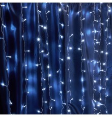 Гирлянда - занавес CL20  240 диодов  5000K , эффект стробов, 2*2м + 3м IP44 прозрачный шнур  32337  FERON
