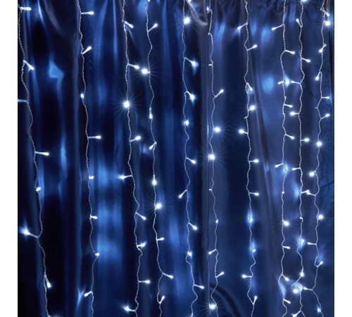 Гирлянда - занавес CL18  160 диодов  5000K , эффект стробов, 1,5*1,5м + 3м IP44 прозрачный шнур  32327  FERON