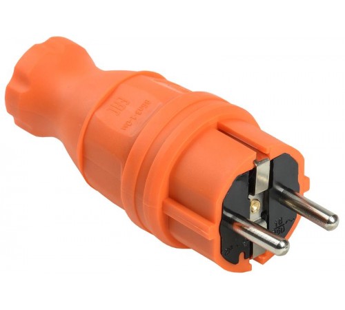 Вилка прямая каучук ОМЕГА IP44 оранжева яВБп3-1-0м  PKR01-016-2-K09  IEK