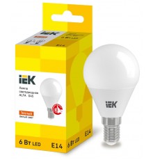 Лампа LED ALFA G45 шар 6Вт 230В 3000К E14  LLA-G45-6-230-30-E14  IEK