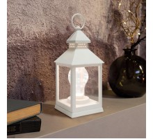 Декоративный фонарь с лампочкой, белый корпус, размер 10.5х10.5х24 см, цвет ТЕПЛЫЙ БЕЛЫЙ  513-052  NEON-NIGHT