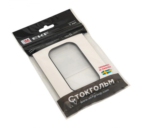 Стокгольм Рамка для розетки 2-местная белая с линией цвета черный PROxima  EYM-G-303-20  EKF