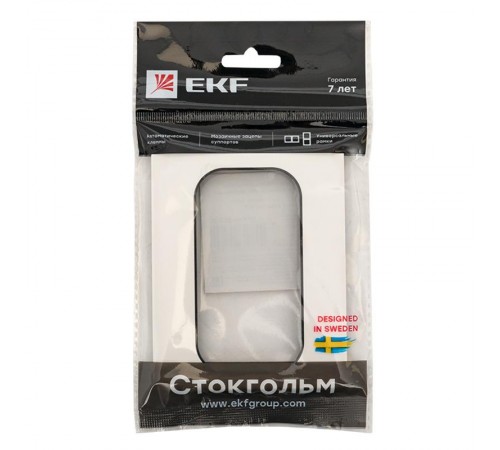 Стокгольм Рамка для розетки 2-местная белая с линией цвета черный PROxima  EYM-G-303-20  EKF