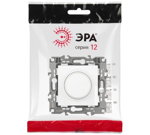 Светорегулятор ЭРА Серия 12 12-4101-01М поворотно-нажимной, 400ВА 230В, белый матовый   Б0065670  ЭРА