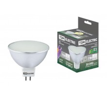 Лампа светодиодная LED 7Вт GU5.3 220В 3000К MR16 SMD (с матовым стеклом) отражатель (рефлектор)  SQ0340-0062  TDM