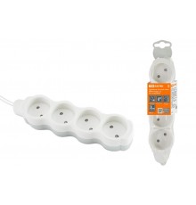 Удлинитель бытовой "Люкс" УЛ4 4 гнезда, 3м, б/з, с з/ш, ПВС 2х0,75 мм2 10А/250В бело-серый  SQ1303-0227  TDM