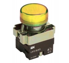 Индикатор LAY5-BU65 желтого цвета d22мм   BLS50-BU-K05  IEK
