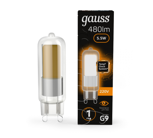 Лампа светодиодная Black LED G9 AC220-240V 5.5W 480lm 3000K Glass  107809105  Gauss