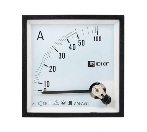 Амперметр AM-A961 аналоговый на панель 96х96 (квадратный вырез) 50А прямое подключение EKF PROxima  ama-961-50  EKF