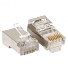 Коннектор RJ-45 TERACOM PRO экранированный 8P8C 30мкд Cat.5E универсальный (упак.20шт)  TRP-PLUG-5EFTP-20  EKF