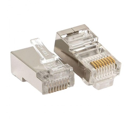 Коннектор RJ-45 TERACOM PRO экранированный 8P8C 30мкд Cat.5E универсальный (упак.20шт)  TRP-PLUG-5EFTP-20  EKF