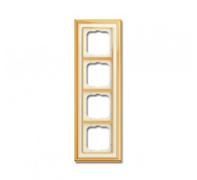 Рамка 4-постовая, серия, Династия, Латунь полированная, белое стекло  1754-0-4563   2CKA001754A4563  ABB