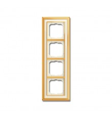 Рамка 4-постовая, серия, Династия, Латунь полированная, белое стекло  1754-0-4563   2CKA001754A4563  ABB
