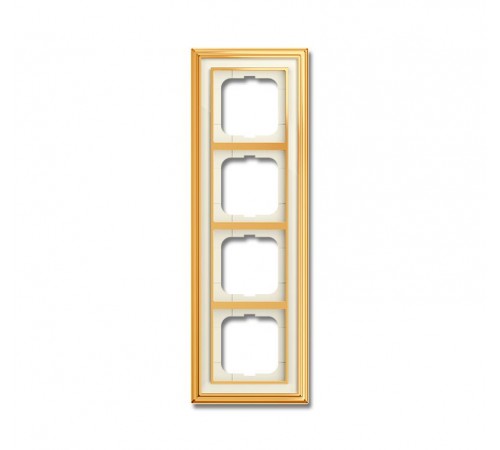 Рамка 4-постовая, серия, Династия, Латунь полированная, белое стекло  1754-0-4563   2CKA001754A4563  ABB