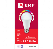 Лампа светодиодная LED Умная Connect 8Вт WIFI RGBW E27  slwf-e27-rgbw  EKF