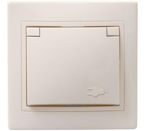 КВАРТА Кремовый Розетка 1-местная с заземлением с крышкой 16А РСб10-3-ККм  ERK15-K33-16-DM  GENERICA