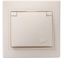 КВАРТА Кремовый Розетка 1-местная c з/к со шторками с крышкой 16А РСбш10-3-ККм  ERK12-K33-16-DM  GENERICA