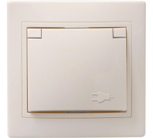 КВАРТА Кремовый Розетка 1-местная c з/к со шторками с крышкой 16А РСбш10-3-ККм  ERK12-K33-16-DM  GENERICA