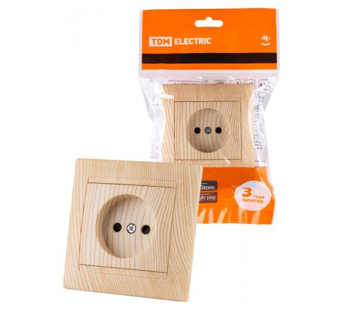 Розетка 2П 10А 250В с защ. шт. сосна "Лама"  SQ1815-0310  TDM