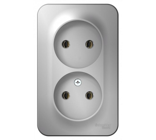 Blanca Алюминий О/У Розетка 2-ая без заземления без шторок, 16А, 250В  BLNRA000203  SE