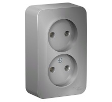 Blanca Алюминий О/У Розетка 2-ая без заземления без шторок, 16А, 250В  BLNRA000203  SE