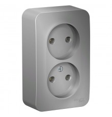 Blanca Алюминий О/У Розетка 2-ая без заземления без шторок, 16А, 250В  BLNRA000203  SE