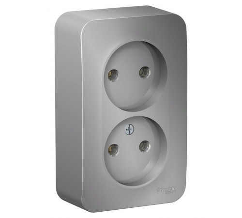 Blanca Алюминий О/У Розетка 2-ая без заземления без шторок, 16А, 250В  BLNRA000203  SE