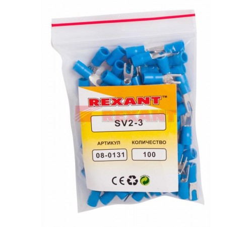Наконечник вилочный изолированный 3.2 мм 1.5-2.5 мм (НВи 2.5-3) синий  08-0131  REXANT