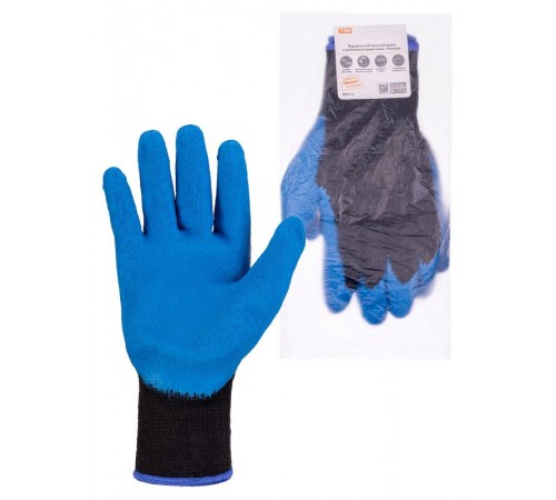 Перчатки х/б плотной вязки с латексным покрытием, "Рельеф", черные, 11, 10 кл., 140 г, 1 пара,  SQ1016-0215  TDM