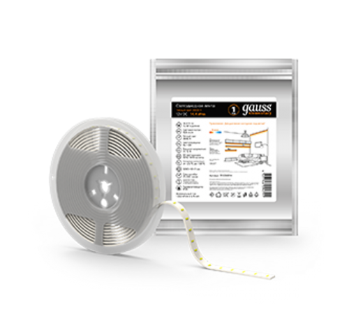 Лента светодиодная Elementary 5050/60-SMD 14.4W 12V DC теплый белый IP20 (ZIP Bag 5м)  355000114  Gauss