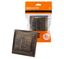 Выключатель 3-х кл. 10А старинная бронза "Лама"  SQ1815-0745  TDM