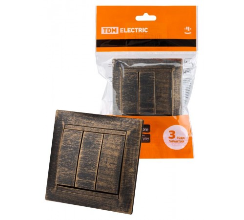 Выключатель 3-х кл. 10А старинная бронза "Лама"  SQ1815-0745  TDM